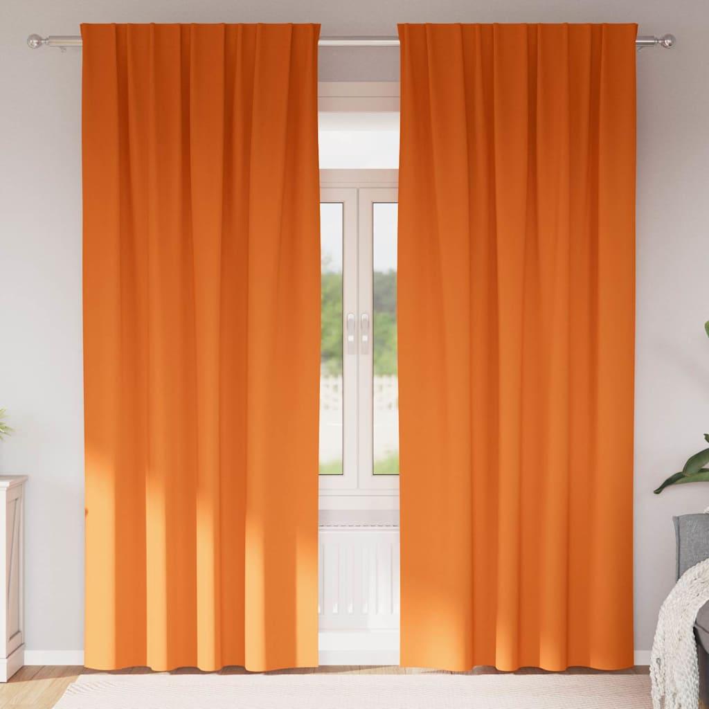 Gardiner med gardiner 2 stk Lys orange 245 x 140 cm Polyester