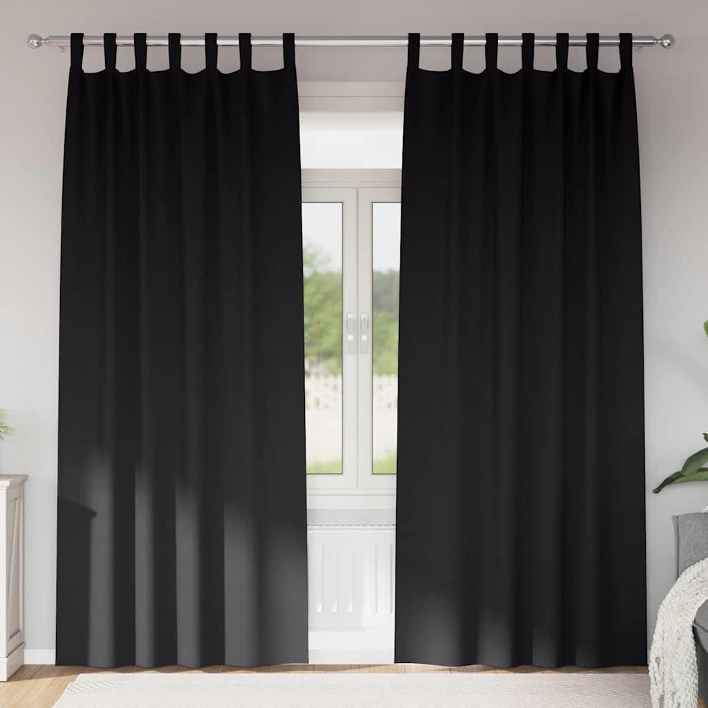 Mørklægningsgardiner Med Ringe 2 Dele 140 X - Sort / 260 cm / Tab tops
