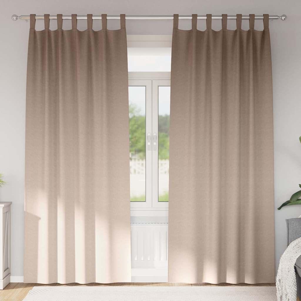 Mørklægningsgardiner med ringe - 2 stk, gråbrun, 260 × 140 cm billede