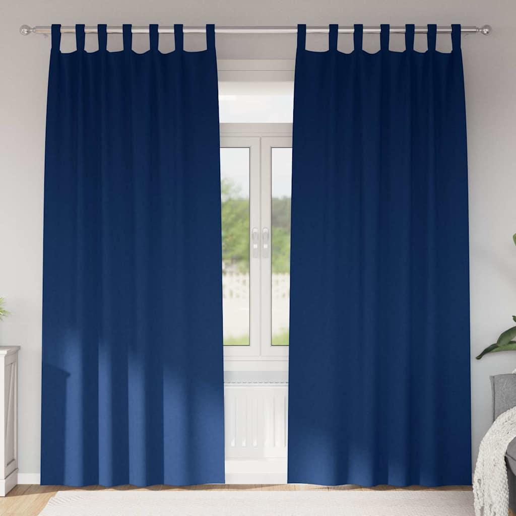 Mørklægningsgardiner Med Ringe 2 Dele 140 X - Mørkeblå / 245 cm / Tab tops