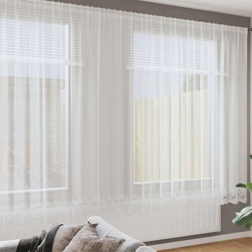 Gardiner med gardiner Blomstret Hvid 400 x 240 cm Polyester