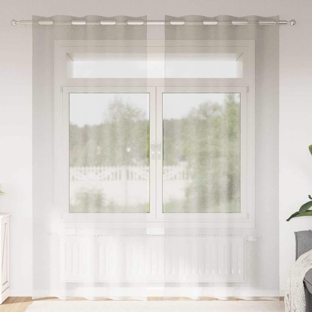 Voile Gardin Med Gardiner 2 Dele 175 X 140 Cm Polyester - Creme / 140 x 260 cm / med øjeringe