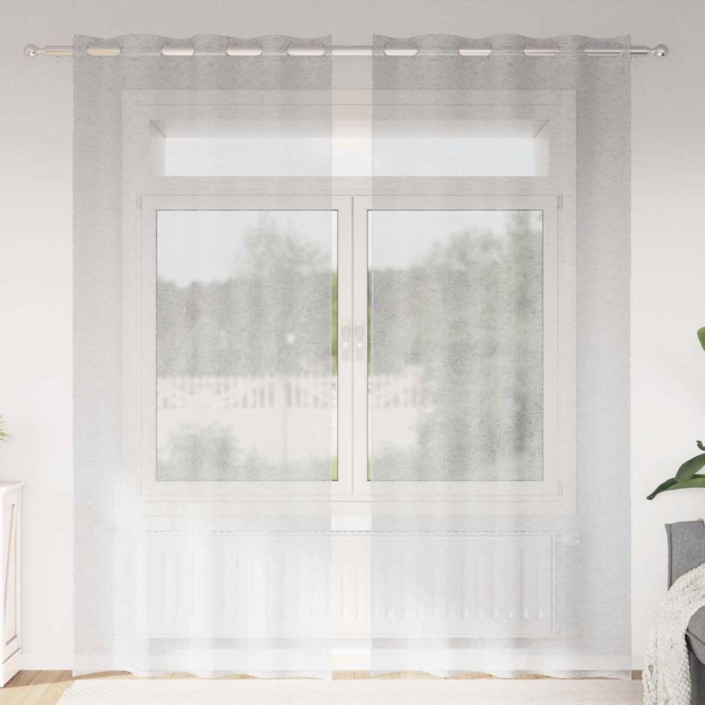 Voile Gardin Med Gardiner 2 Dele 175 X 140 Cm Polyester - Lysegrå / 140 x 260 cm / med øjeringe