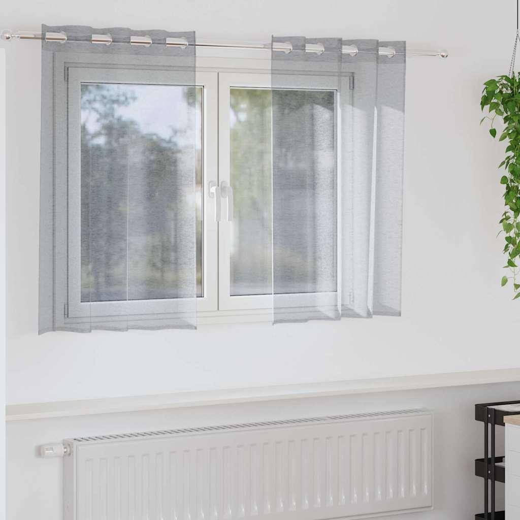 Voile gardinsæt - 2 stk mørkegrå 140 × 140 cm i polyester billede