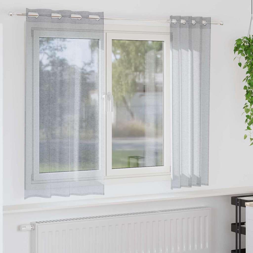 Voile Gardin Med Gardiner 2 Dele 175 X 140 Cm Polyester - Mørkegrå / 140 x 175 cm / med øjeringe