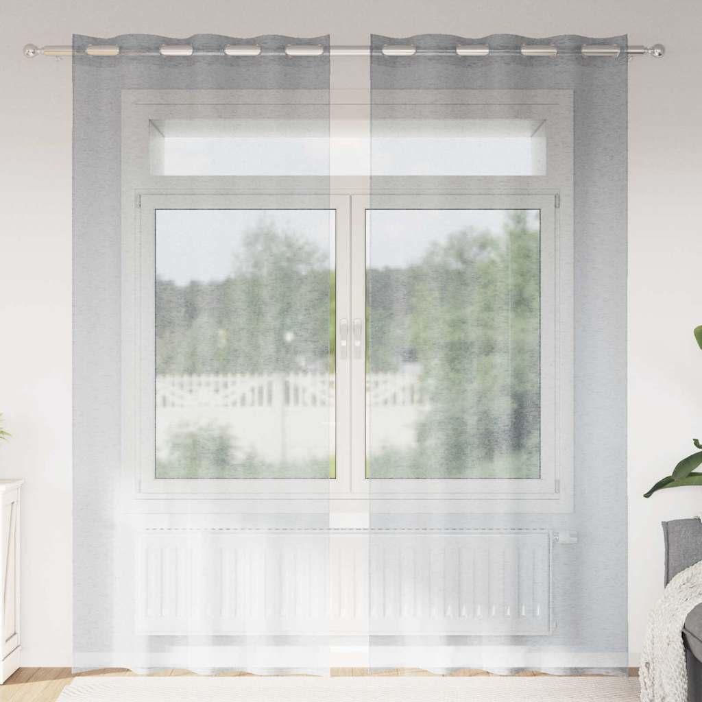 Voile Gardin Med Gardiner 2 Dele 175 X 140 Cm Polyester - Mørkegrå / 140 x 260 cm / med øjeringe