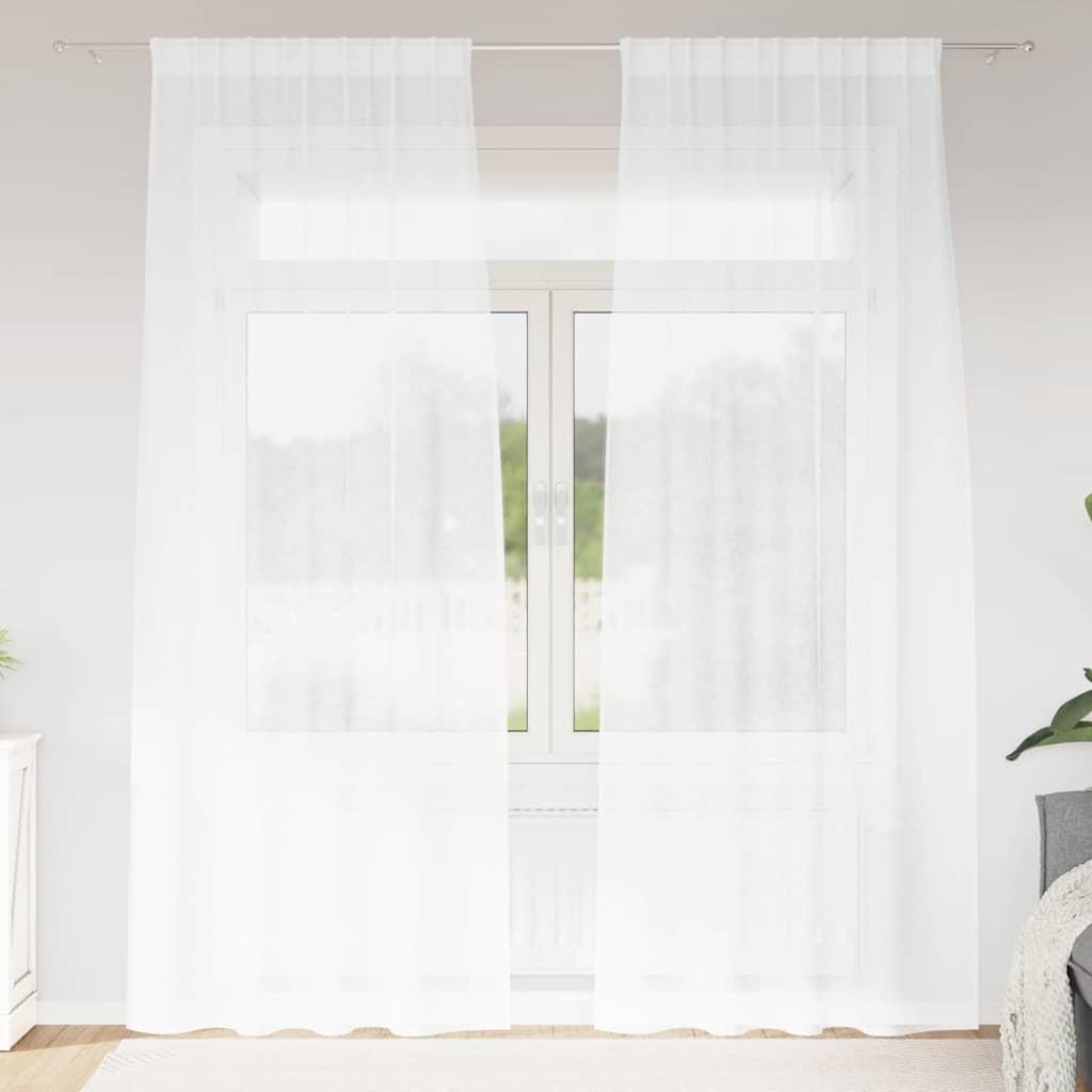 Gardiner med gardiner 2 stk Hvid 140x175cm Polyester billede