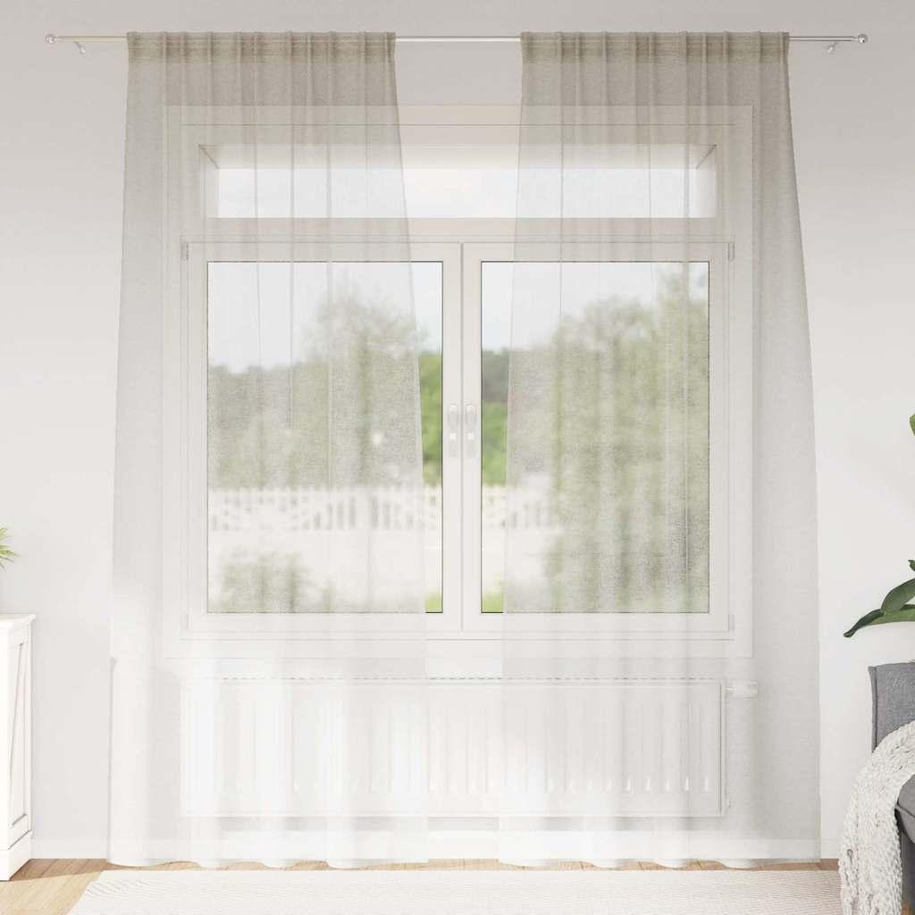 Voile Gardin Med Gardiner 2 Dele 175 X 140 Cm Polyester - Creme / 140 x 260 cm / med stanglommer
