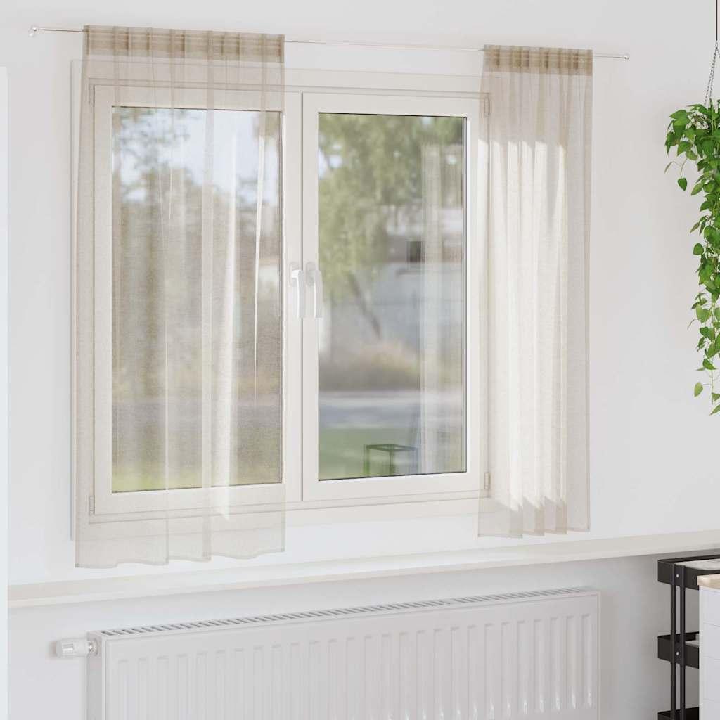 Voile gardiner 2 stk - sandfarve 175 × 140 cm i polyester billede