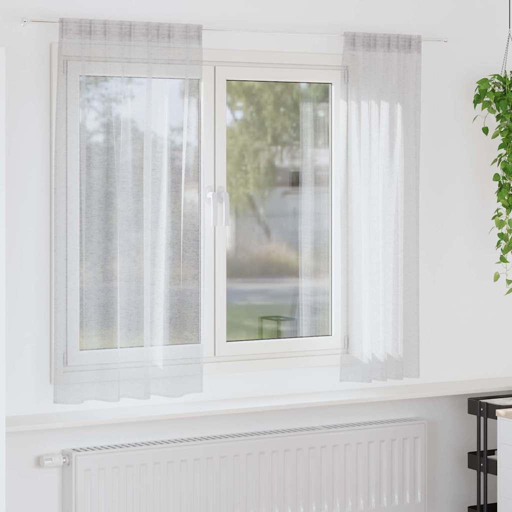 Voile Gardin Med Gardiner 2 Dele 175 X 140 Cm Polyester - Lysegrå / 140 x 175 cm / med stanglommer