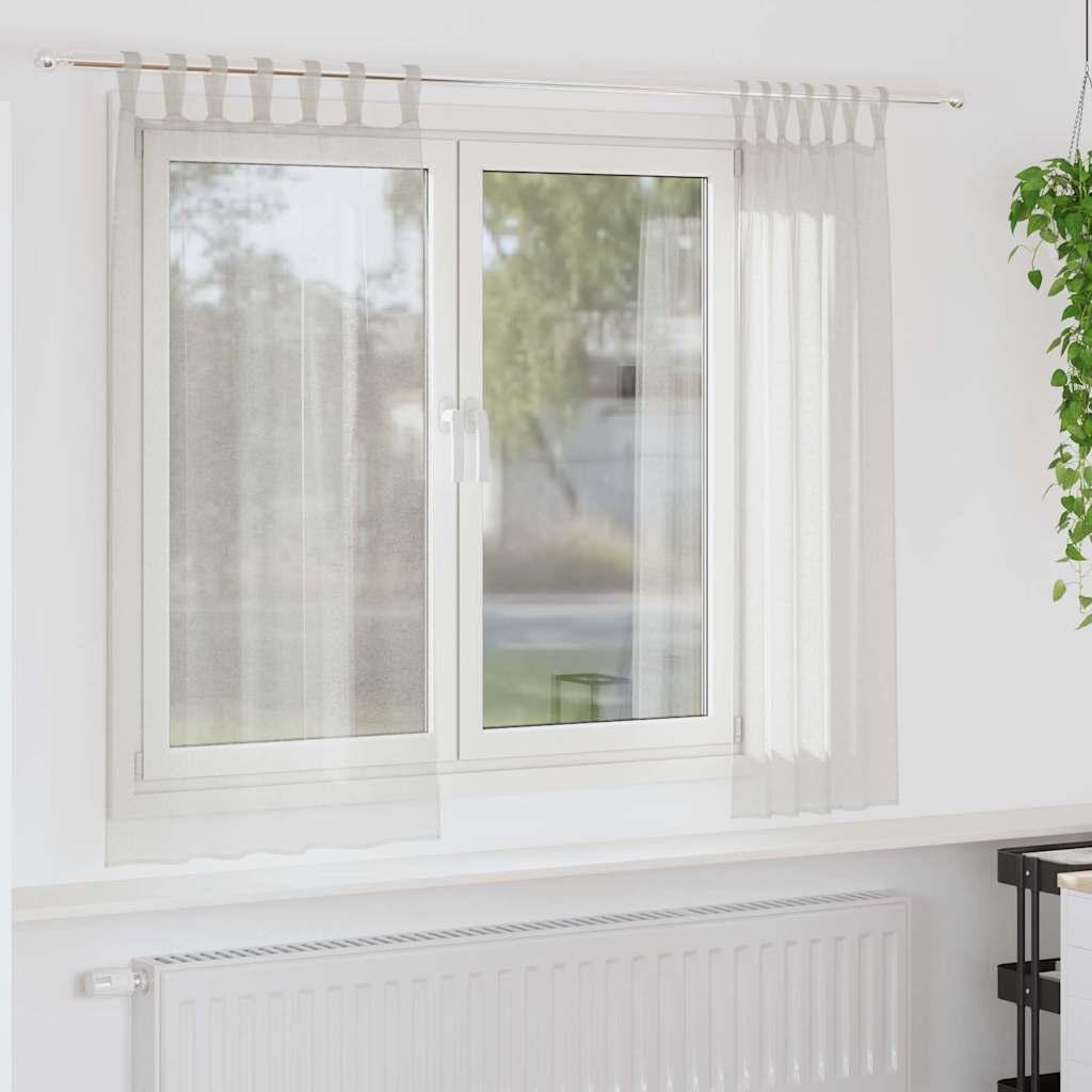 Gardiner med gardiner 2 stk Creme 140x175cm Polyester billede