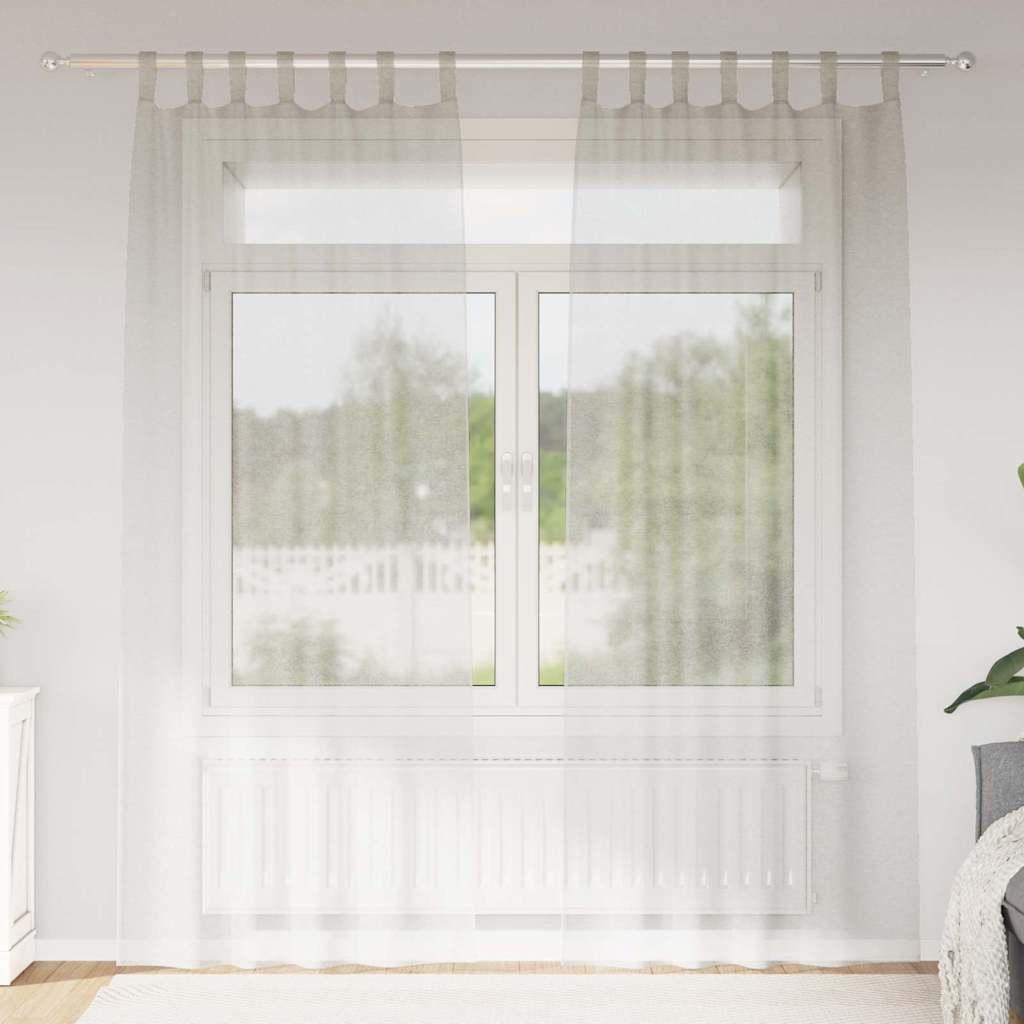 Voile gardiner 2 stk - creme 260 × 140 cm, polyester billede