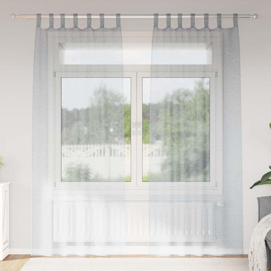 Voile gardinsæt - 2 stk mørkegrå, 245 × 140 cm i polyester billede