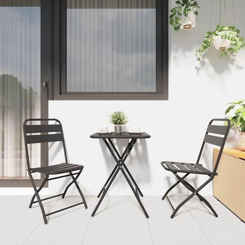 Sammenfoldelige Have Stole 2 stk Antracitgrå 42x52x82 cm Pulverlakeret Stål