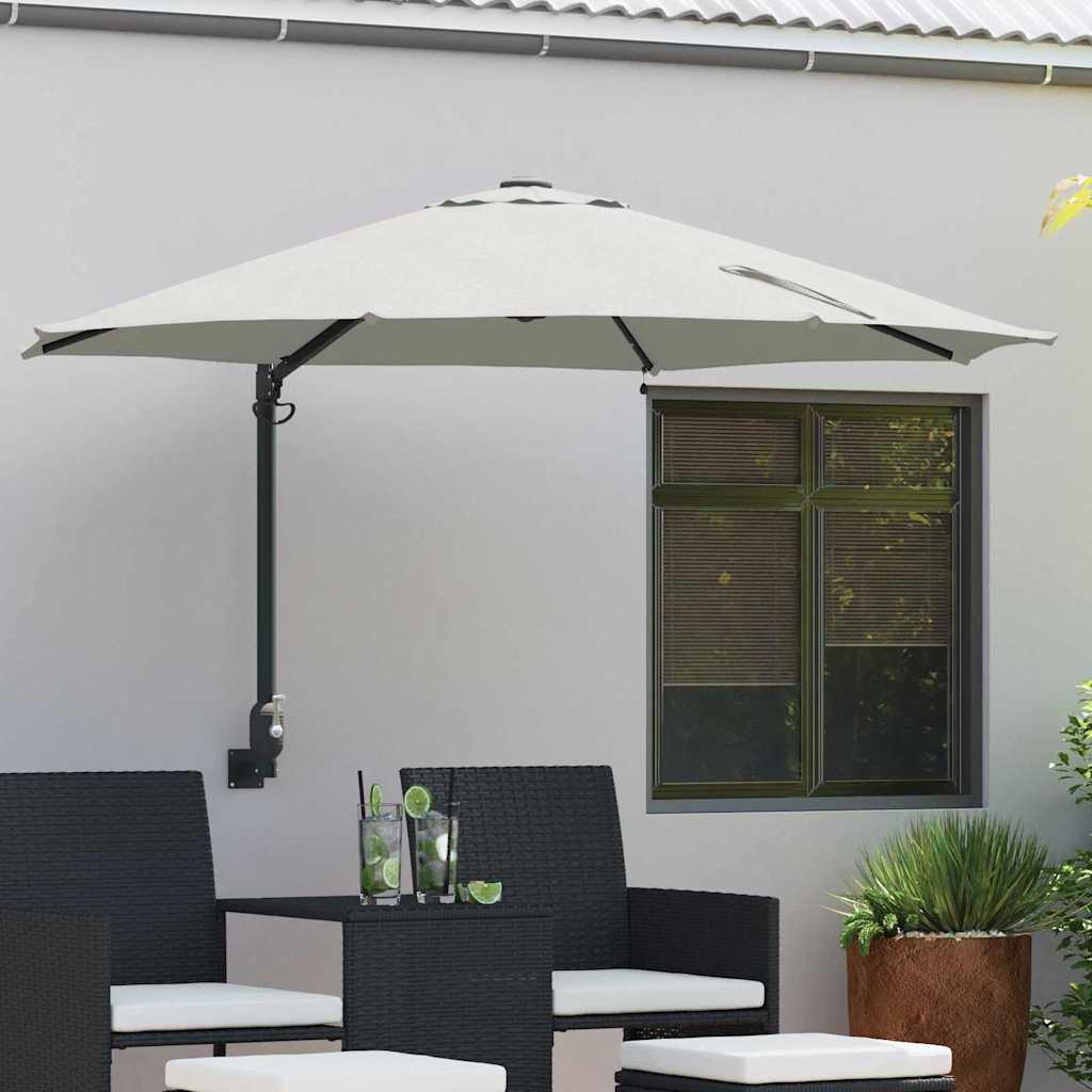 Vægmonteret Haveparasol med LED'er Sand 248 cm