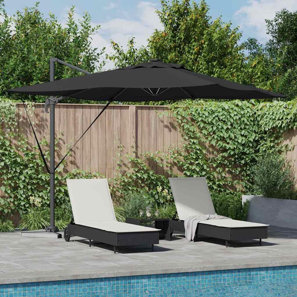 Cantilever Roma Parasol med LED - Sort, 286 x 285 x 270 cm, Aluminium