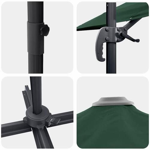 Grøn Cantilever Parasol Grøn Polyesterstof og metalramme Stor