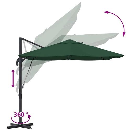Grøn Cantilever Parasol Grøn Polyesterstof og metalramme Stor