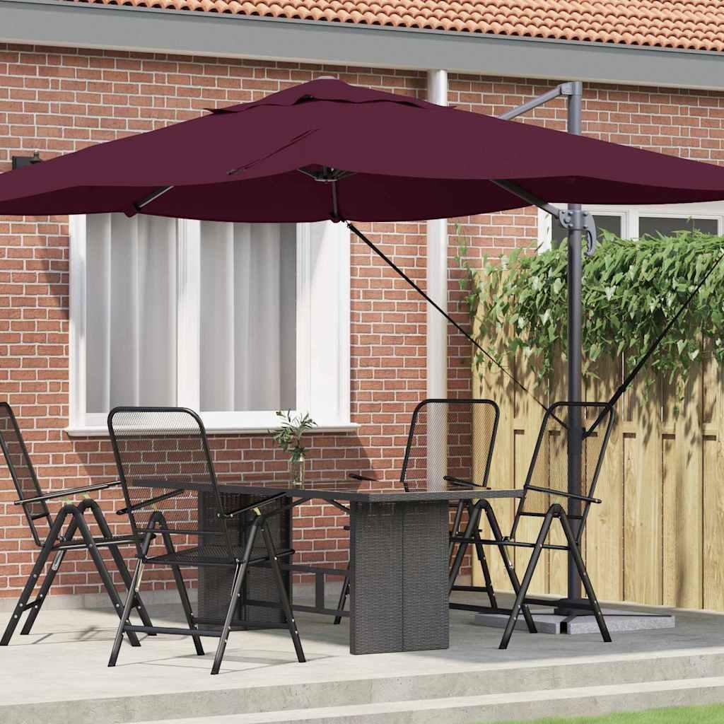 Cantilever parasol Bordeaux Rød Polyester, Stål Stor
