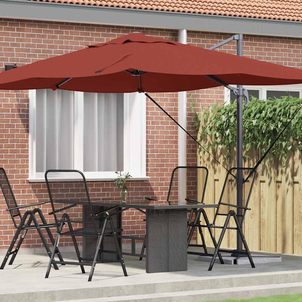 Cantilever Parasoller Terracotta Polyester, Stål Stor