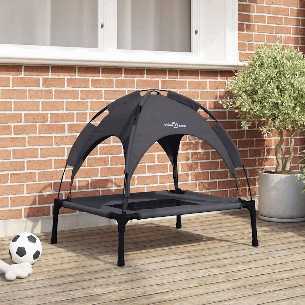 Hævet Hundeseng Sort Polyester, Metalramme 76 x 62 x 70.5 cm