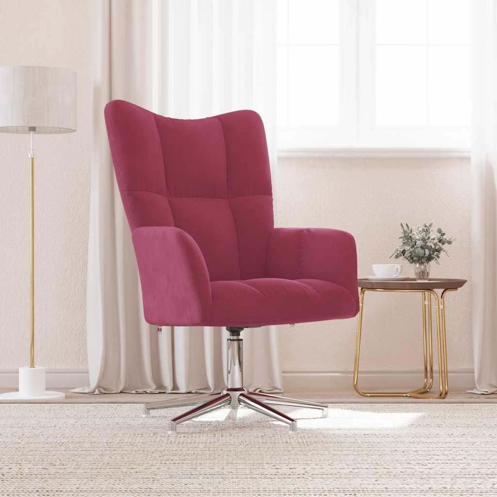Lænestol fløjl vinrød