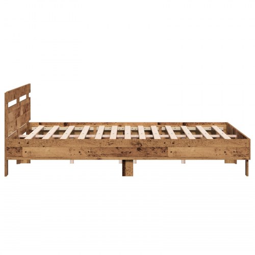 Sengeramme i konstrueret træ - 203 × 185 × 70 cm, farve gammelt træ