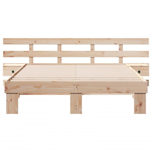 Sengestel med hovedgærde 150 x 200 cm - brun, massiv fyrretræ