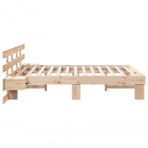 Sengestel med hovedgærde 150 x 200 cm - brun, massiv fyrretræ