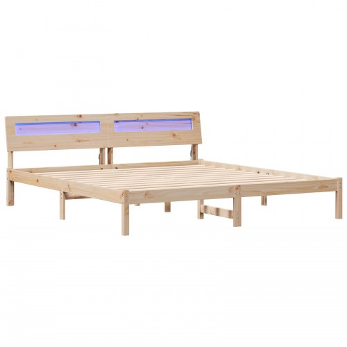 Sengestel med hovedgærde i massiv fyrretræ 200 x 200 cm - brun