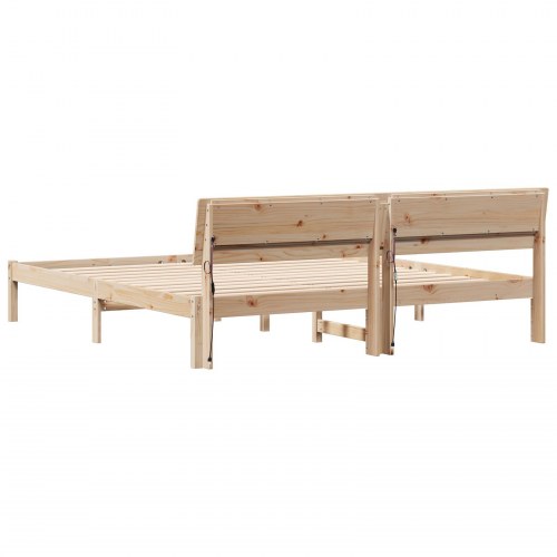 Sengestel med hovedgærde i massiv fyrretræ 200 x 200 cm - brun