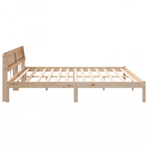 Sengestel med hovedgærde og LED - brun 200 x 200 cm