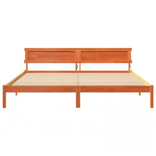 Sengestel med hovedgærde 200 x 200 cm - voksbrun
