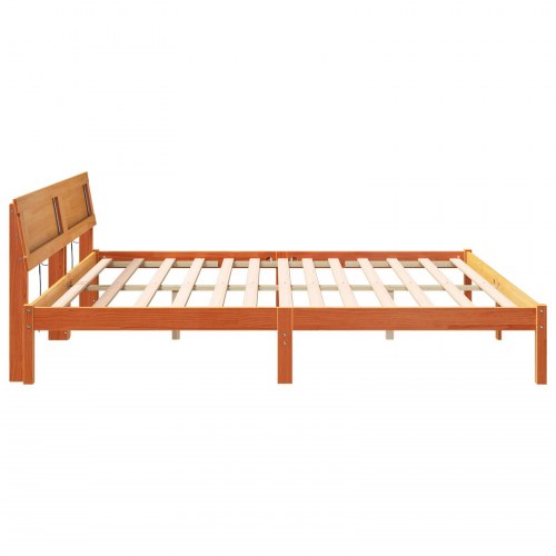 Sengestel med hovedgærde 200 x 200 cm - voksbrun