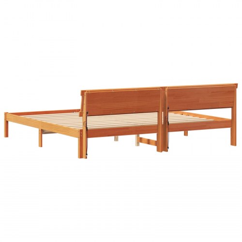 Sengestel med hovedgærde 200 x 200 cm - voksbrun