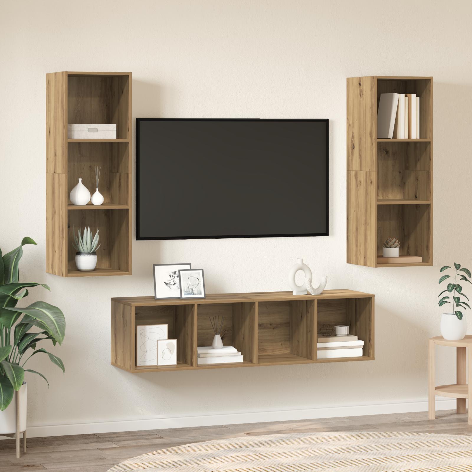 TV Skab Sæt 3 stk artisan eg 37 x 37 x 142.5 cm Konstrueret træ