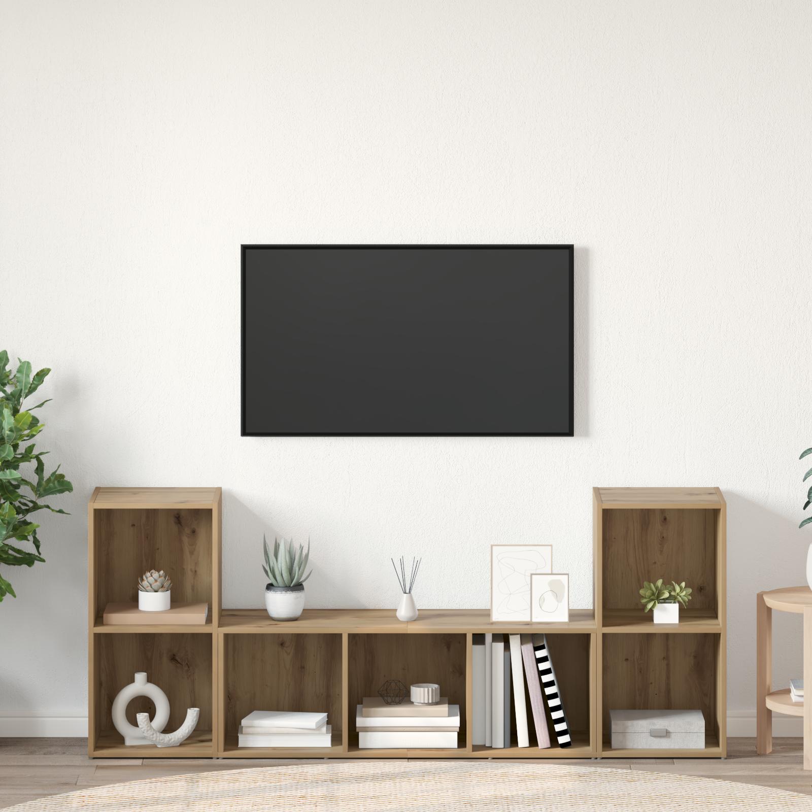 TV Skab Sæt 3 stk Brun 107 x 35 x 37 cm Konstrueret træ