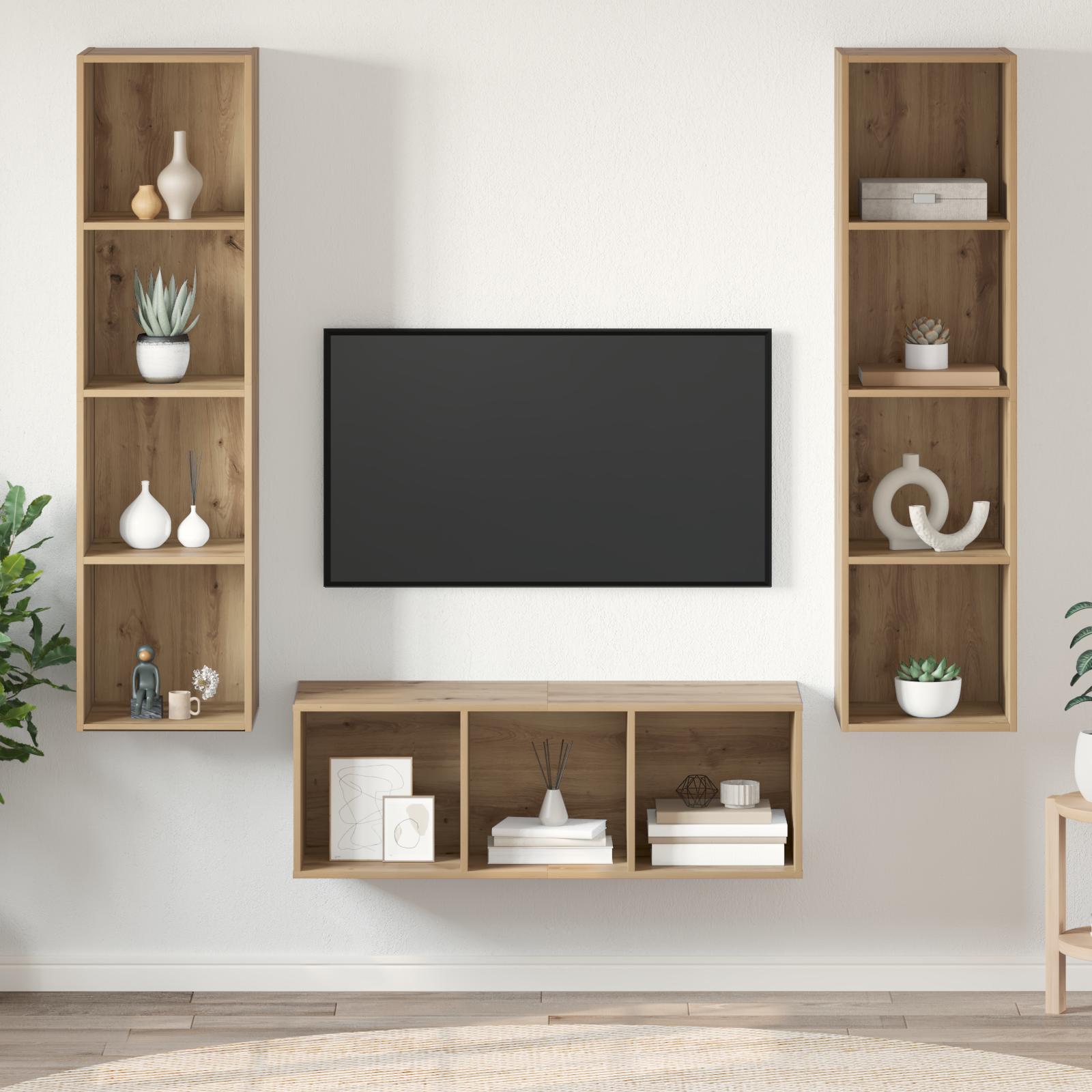 TV Skab Sæt 3 stk artisan eg 37 x 37 x 142.5 cm Konstrueret træ