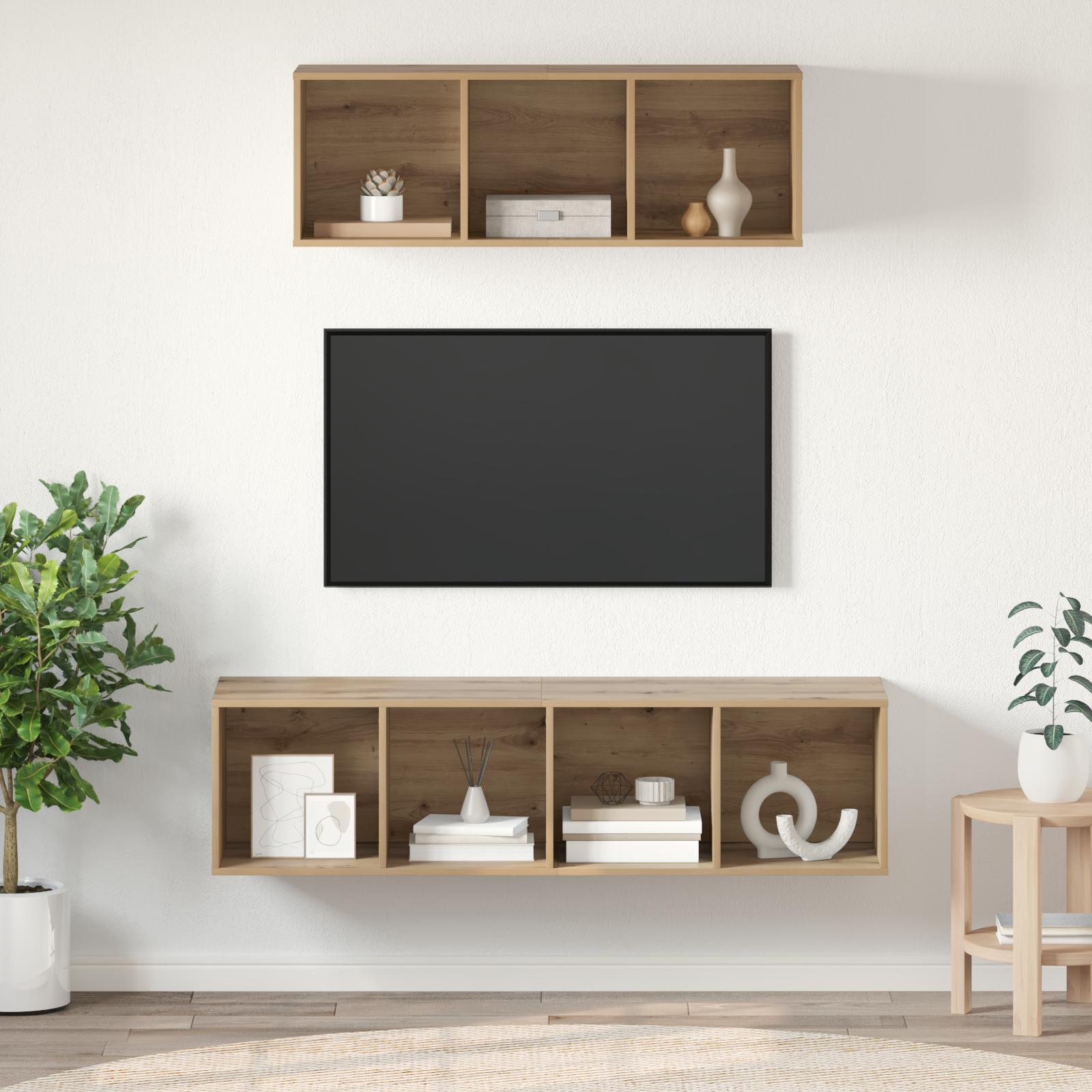 TV Skab Sæt 2 stk artisan eg 37 x 37 x 142.5 cm Konstrueret træ