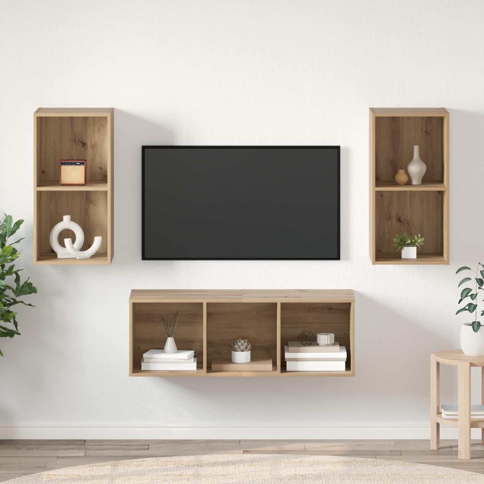 TV Skab Sæt 3 stk artisan eg 37 x 37 x 107 cm Konstrueret træ