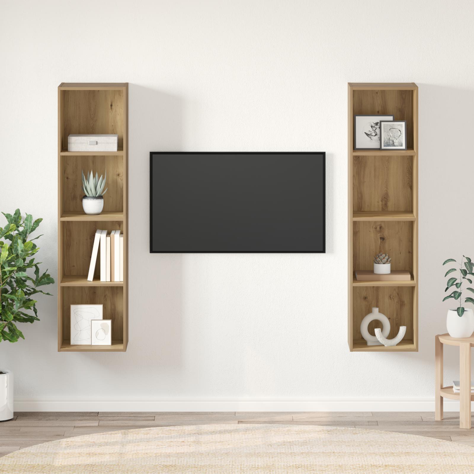 TV-skab 2 stk Brun 37 x 37 x 142.5 cm Konstrueret træ billede