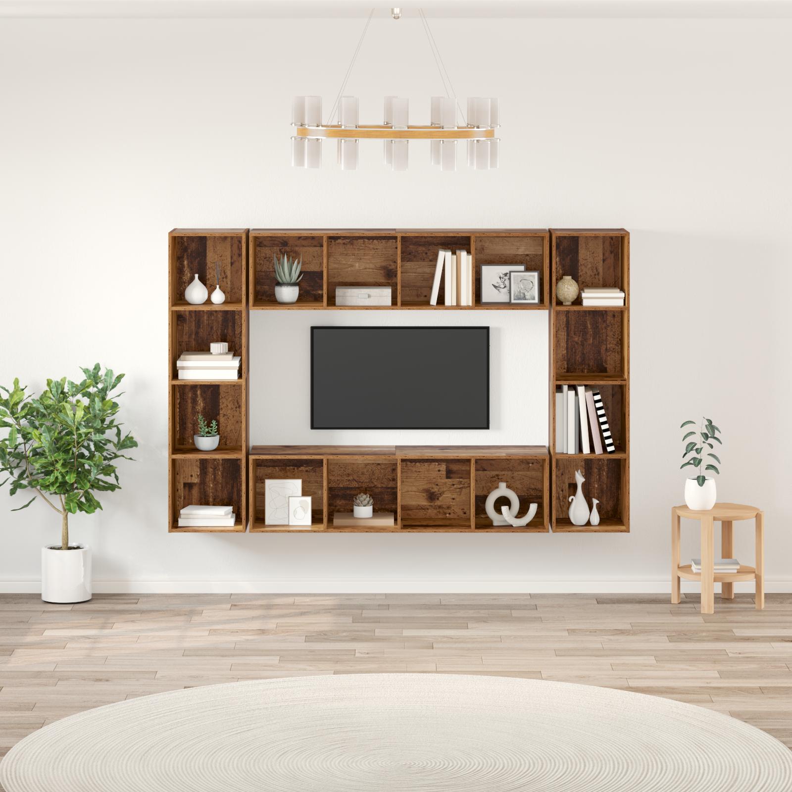 TV-skab 4 stk Brun 37 x 37 x 142.5 cm Konstrueret træ billede