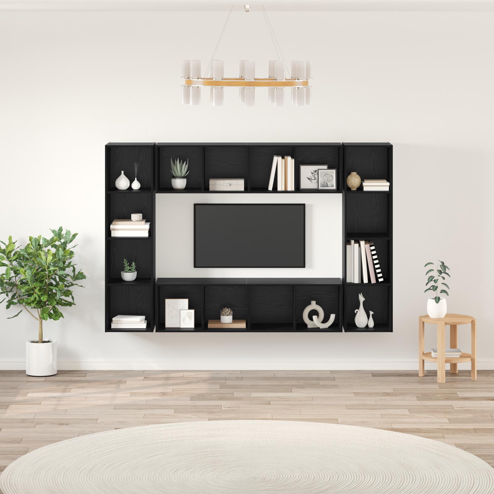 TV-skab 4 stk Sort 37 x 37 x 142.5 cm Konstrueret træ billede