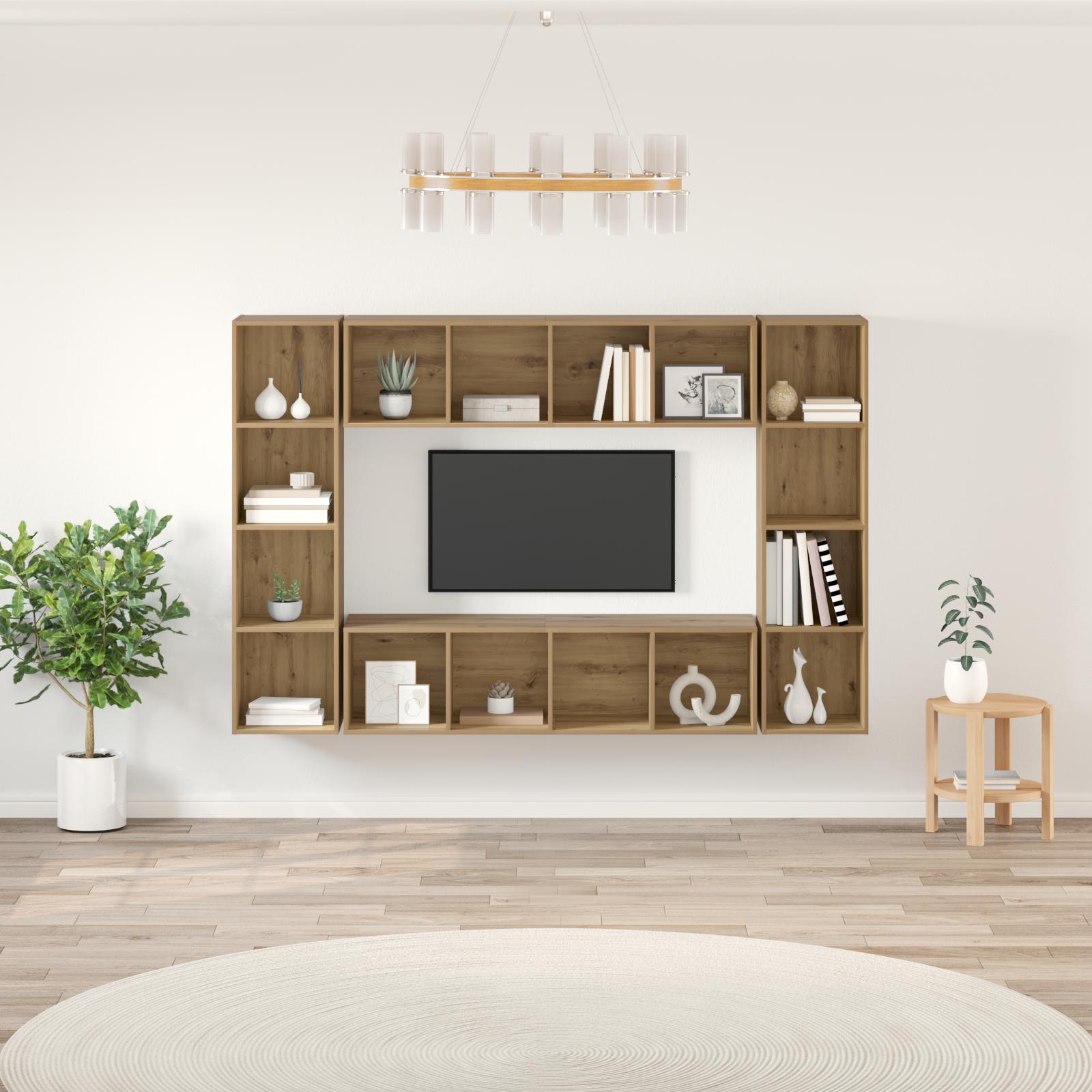 TV-skab 4 stk Brun 37 x 37 x 142.5 cm Konstrueret træ billede