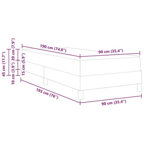 Kontinentalseng med madras Creme 90 x 190 cm Stof