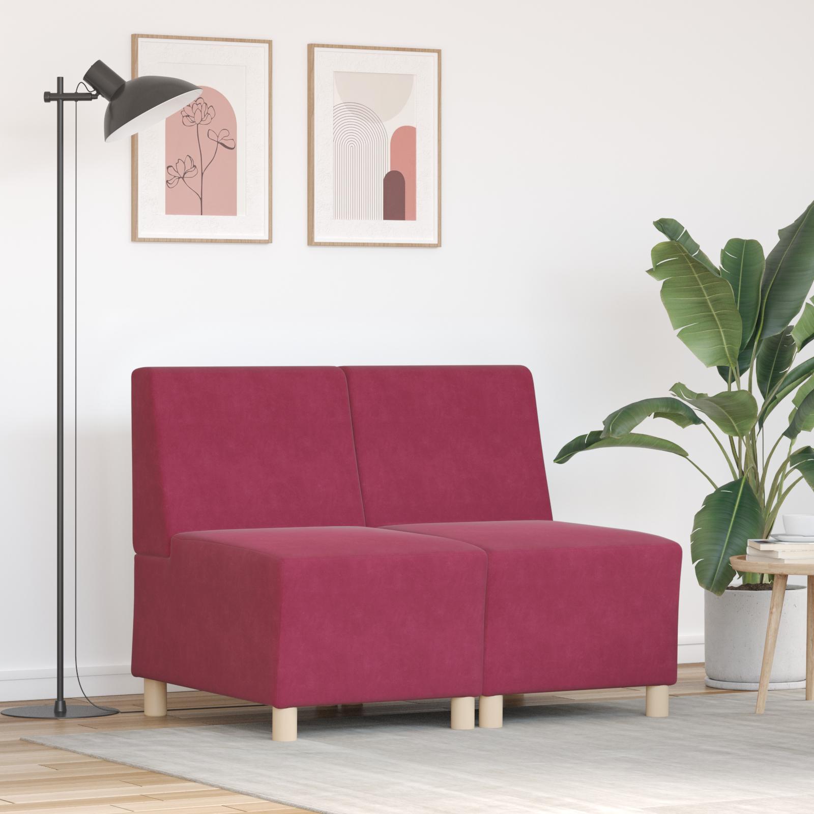 Modulsofa Enhed Uden Arme 2 Dele Vinrød 55 X 74 X 82 Cm Fløjl