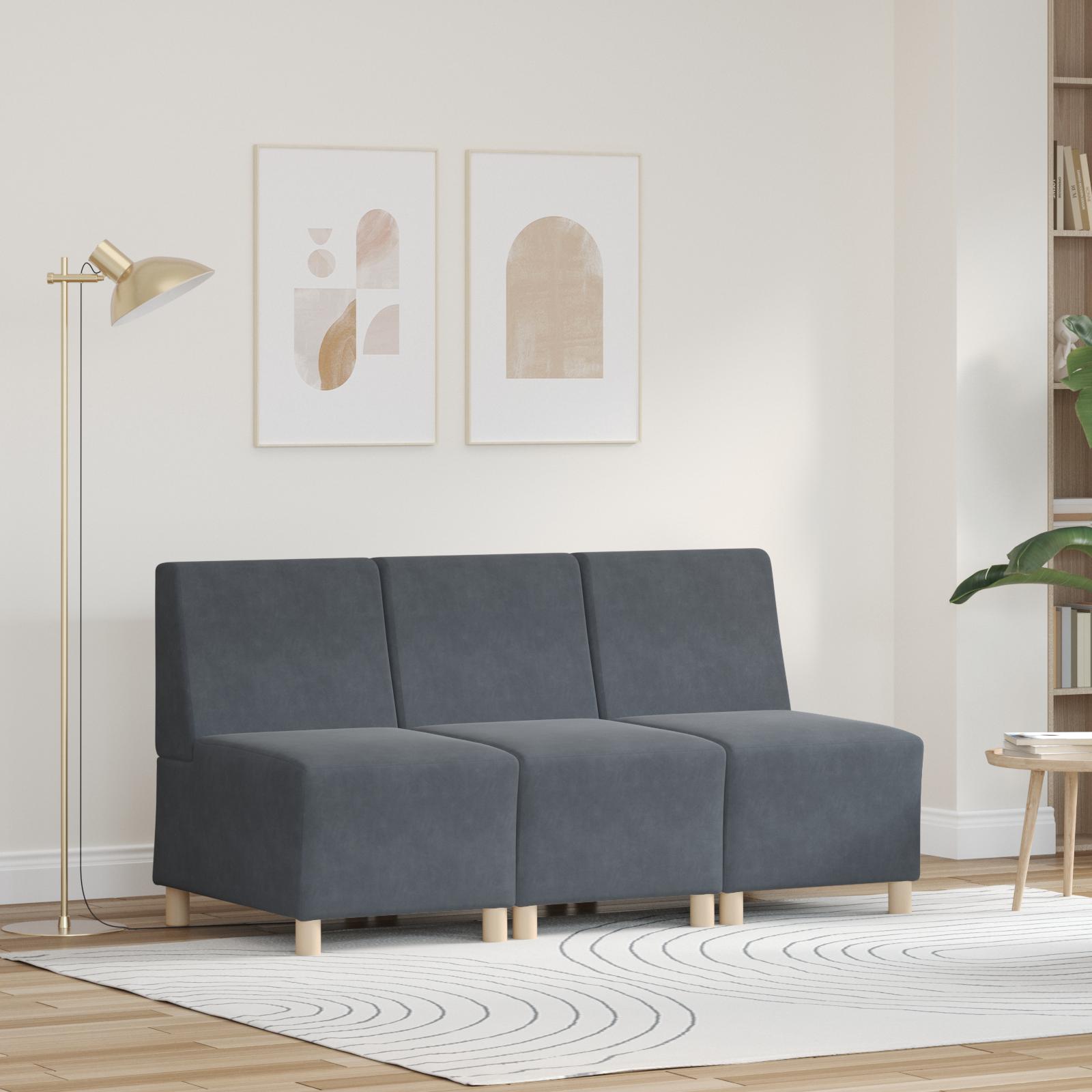 Modulsofa Enhed Uden Arme 3 Dele Mørkegrå 55 X 74 X 82 Cm Fløjl