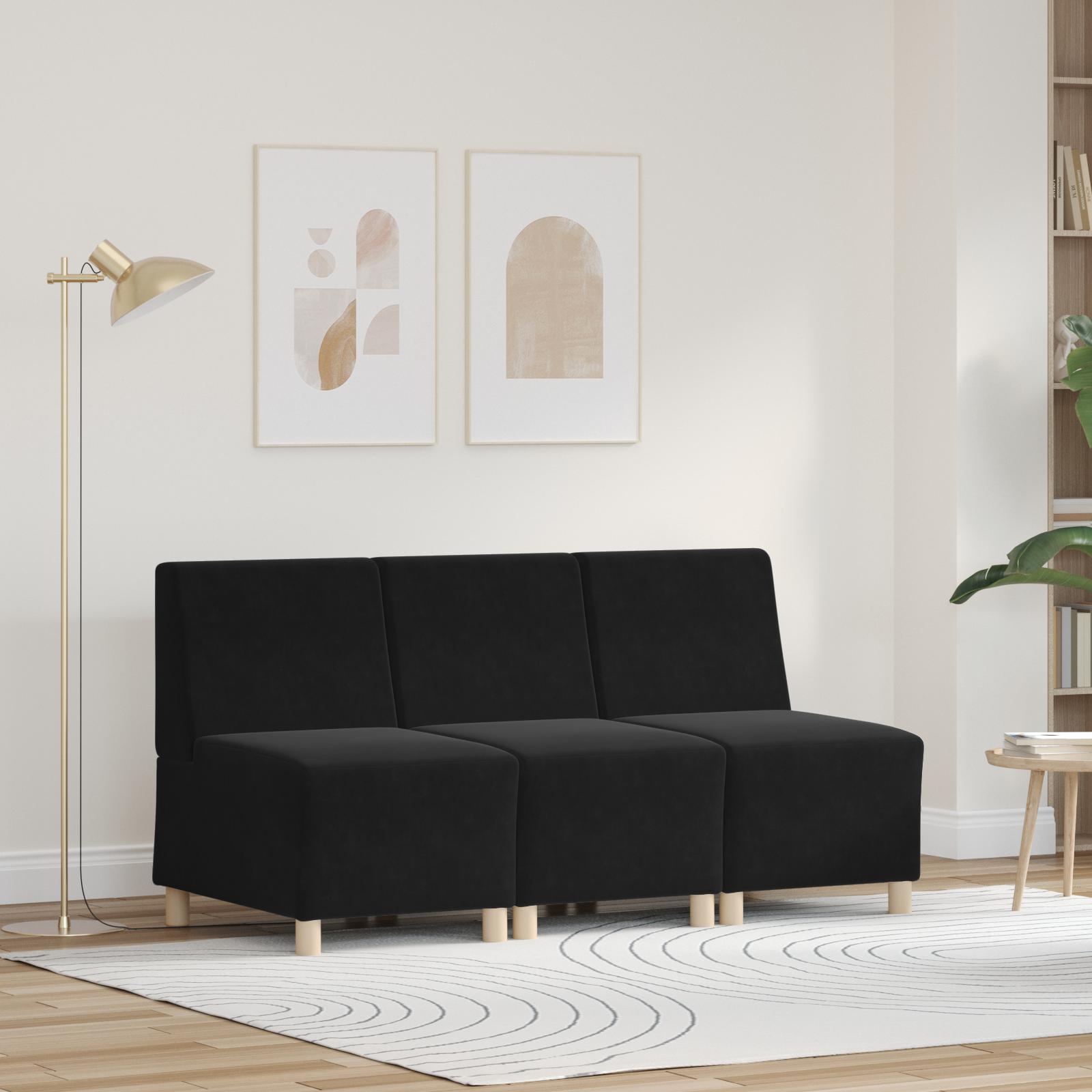 Modulsofa Enhed Uden Arme 3 Dele Sort 55 X 74 X 82 Cm Fløjl
