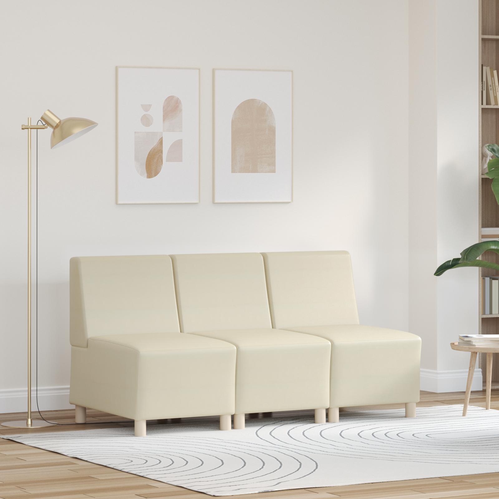 Sofa stole 3 stk Creme 55 x 74 x 82 cm Kunstlæder