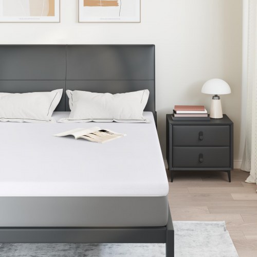 Topmadras i jacquard - hvid 140 × 200 cm, 7 cm memory skum